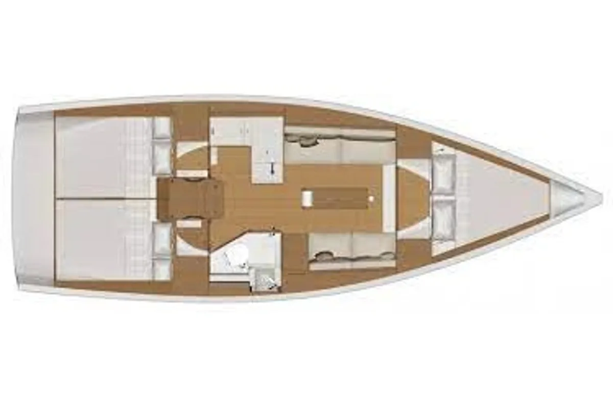 Floor plan of Estelle, a Dufour 360 Grand Large sailboat at Fisksätra, Sweden