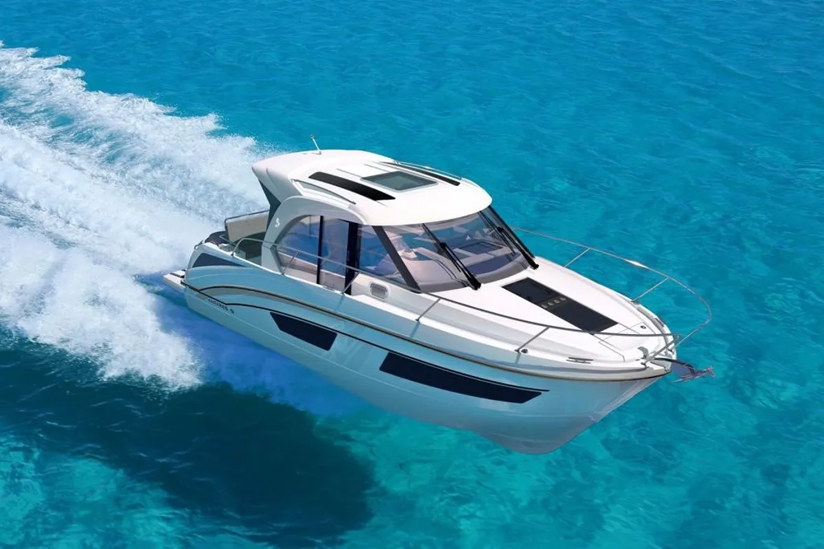 Exterior view of Lolo, a Beneteau Antares 9 OB motorboat at Pirovac, Croatia