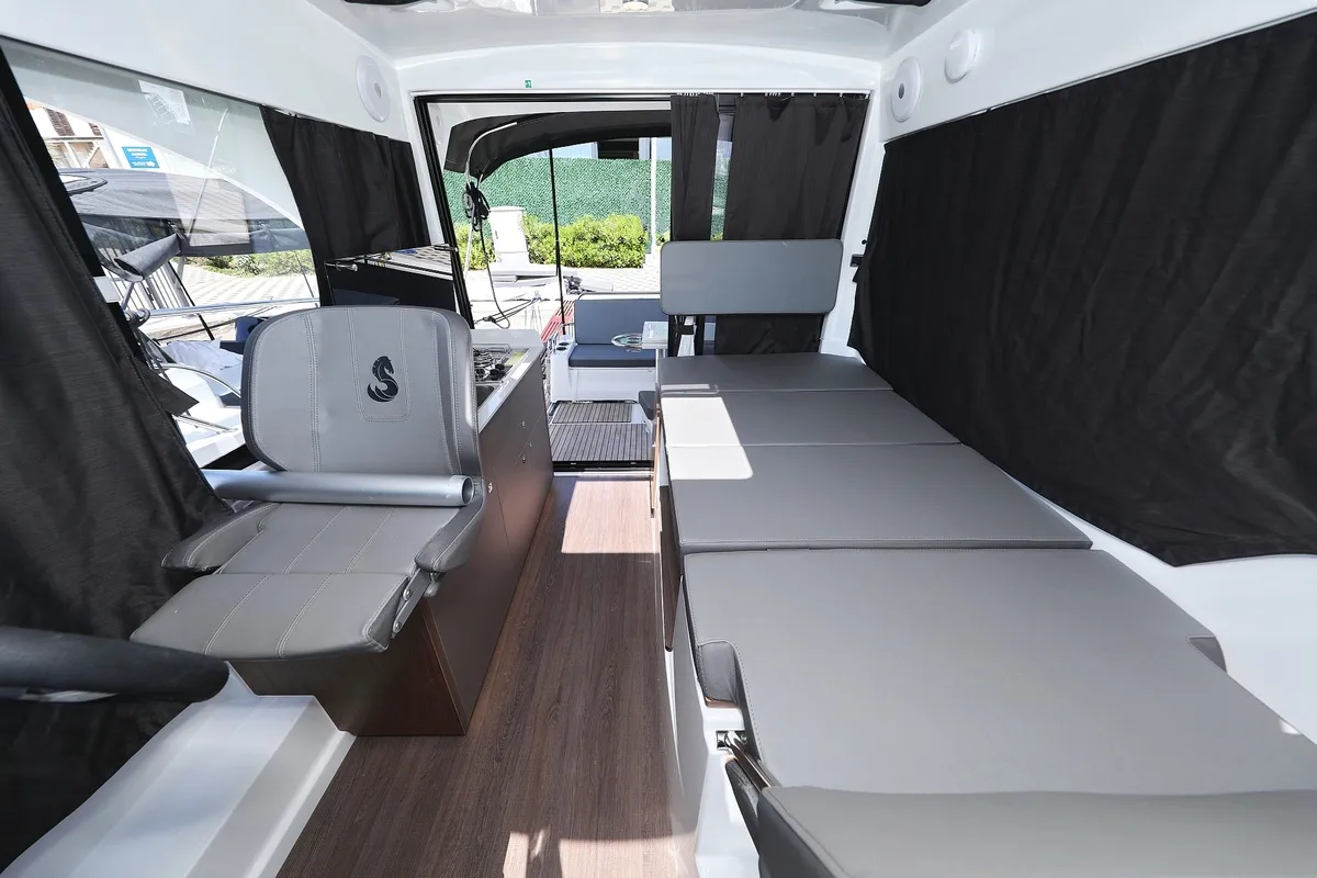 Salon of Lolo, a Beneteau Antares 9 OB motorboat at Pirovac, Croatia