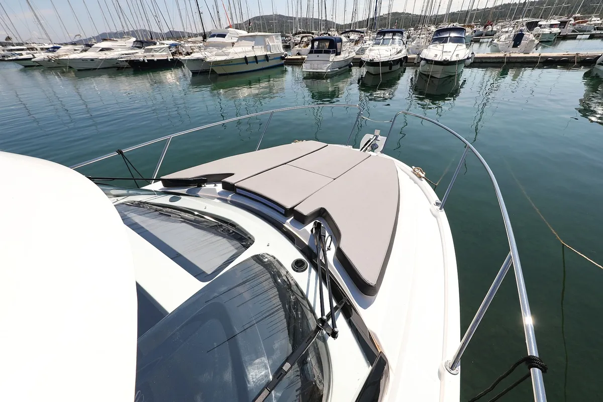 Deck of Lolo, a Beneteau Antares 9 OB motorboat at Pirovac, Croatia