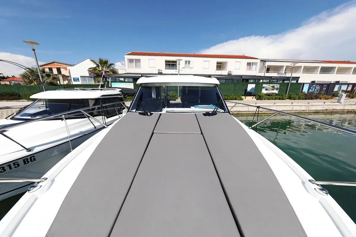 Deck of Lolo, a Beneteau Antares 9 OB motorboat at Pirovac, Croatia