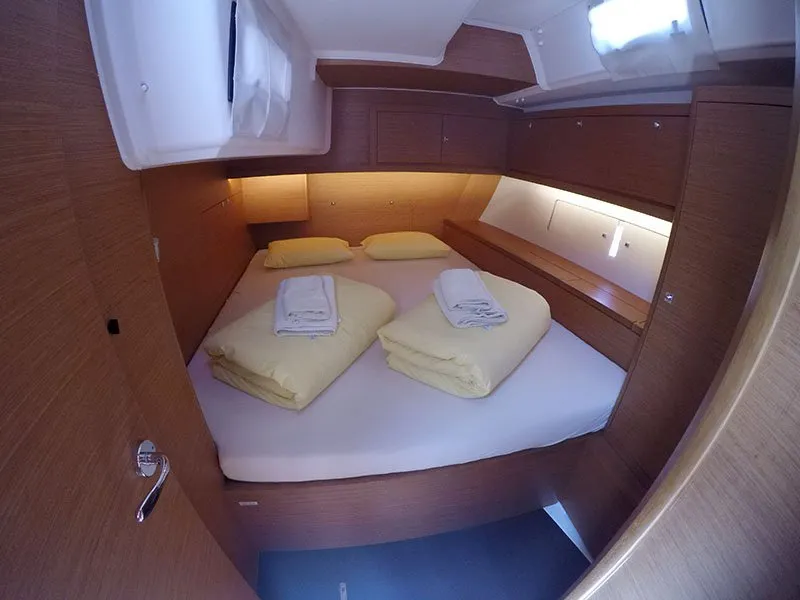Cabin on Ljubov, a Dufour 470 sailboat at Grad Šibenik, Croatia