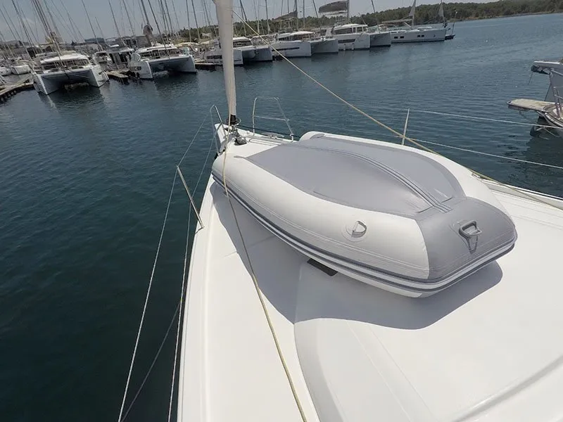 Deck of Ljubov, a Dufour 470 sailboat at Grad Šibenik, Croatia