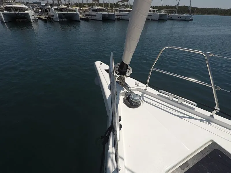 Deck of Ljubov, a Dufour 470 sailboat at Grad Šibenik, Croatia