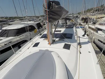 Deck of Ljubov, a Dufour 470 sailboat at Šibenik, Croatia