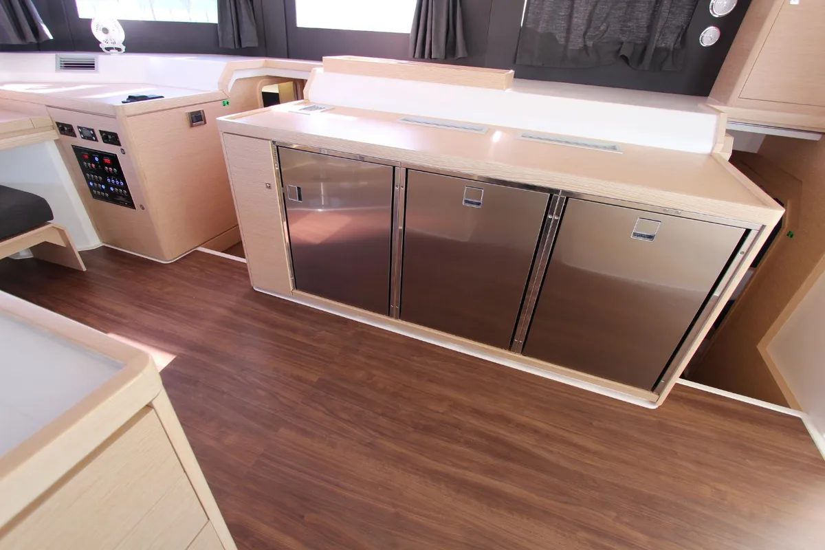 Galley of Stella, a Dufour Catamaran 48 catamaran at Olbia, Italy