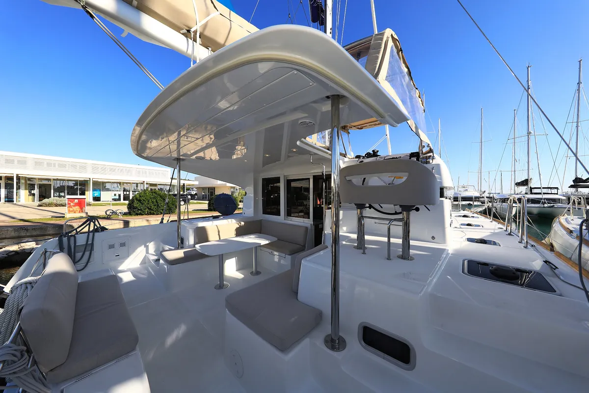 Deck of Gimme Kiss, a Lagoon 40 catamaran at Općina Sukošan, Croatia