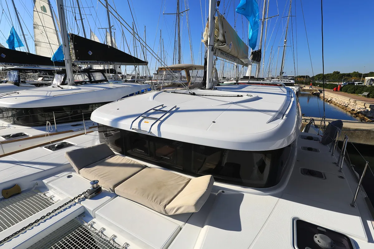 Exterior view of Gimme Kiss, a Lagoon 40 catamaran at Općina Sukošan, Croatia