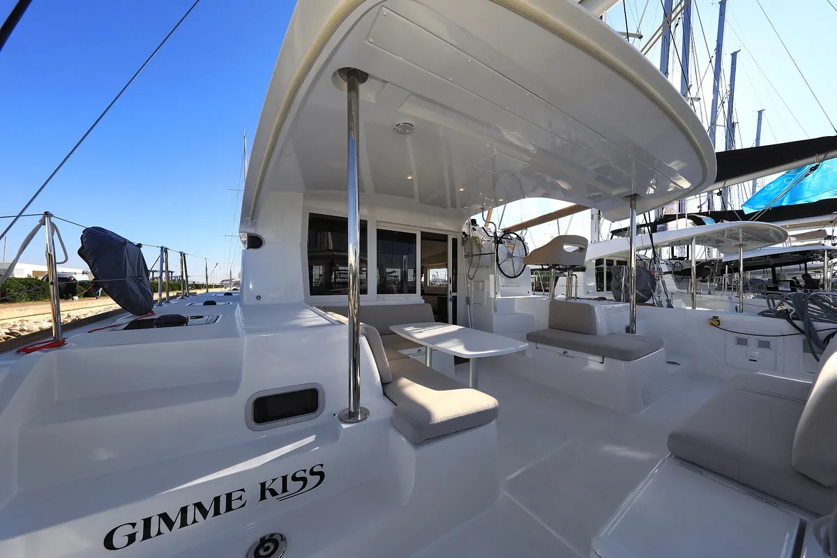 Deck of Gimme Kiss, a Lagoon 40 catamaran at Općina Sukošan, Croatia