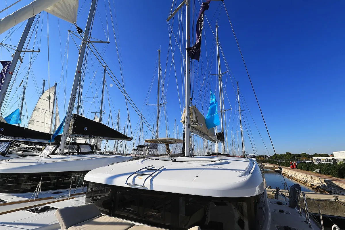 Exterior view of Gimme Kiss, a Lagoon 40 catamaran at Općina Sukošan, Croatia