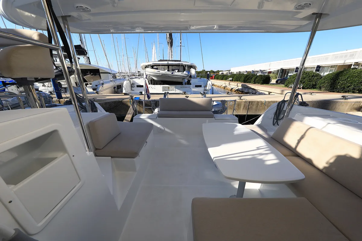 Deck of Gimme Kiss, a Lagoon 40 catamaran at Općina Sukošan, Croatia