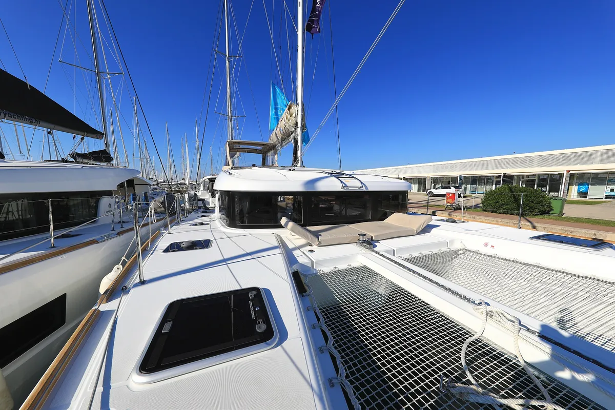 Exterior view of Gimme Kiss, a Lagoon 40 catamaran at Općina Sukošan, Croatia