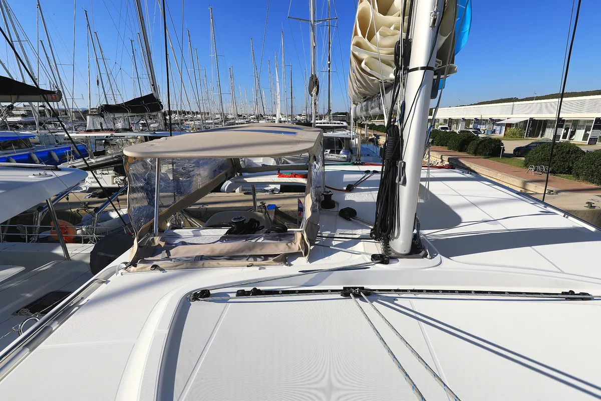 Deck of Gimme Kiss, a Lagoon 40 catamaran at Općina Sukošan, Croatia