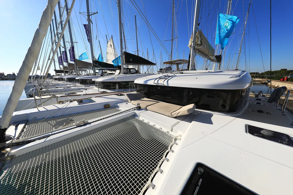Exterior view of Gimme Kiss, a Lagoon 40 catamaran at Općina Sukošan, Croatia