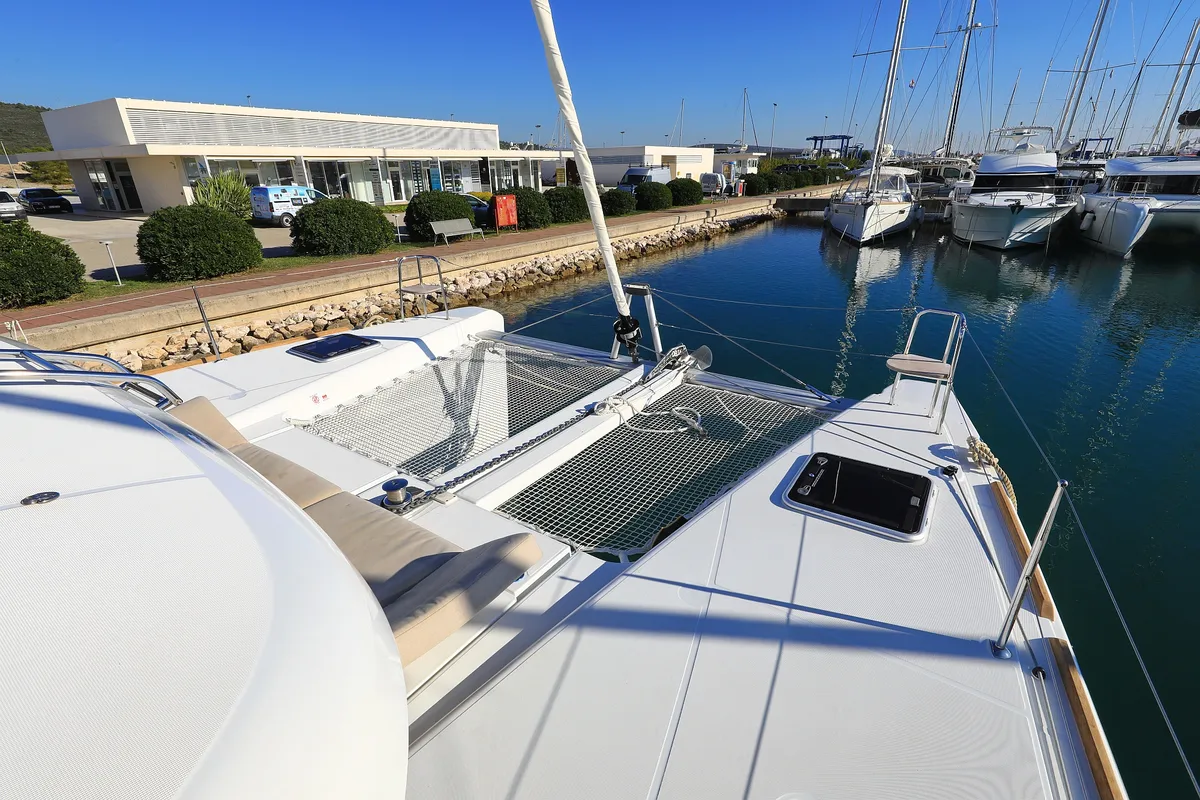 Exterior view of Gimme Kiss, a Lagoon 40 catamaran at Općina Sukošan, Croatia
