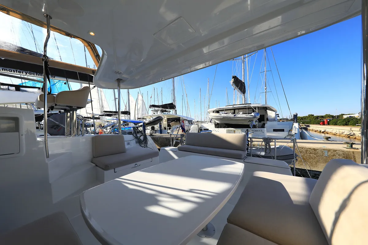 Deck of Gimme Kiss, a Lagoon 40 catamaran at Općina Sukošan, Croatia