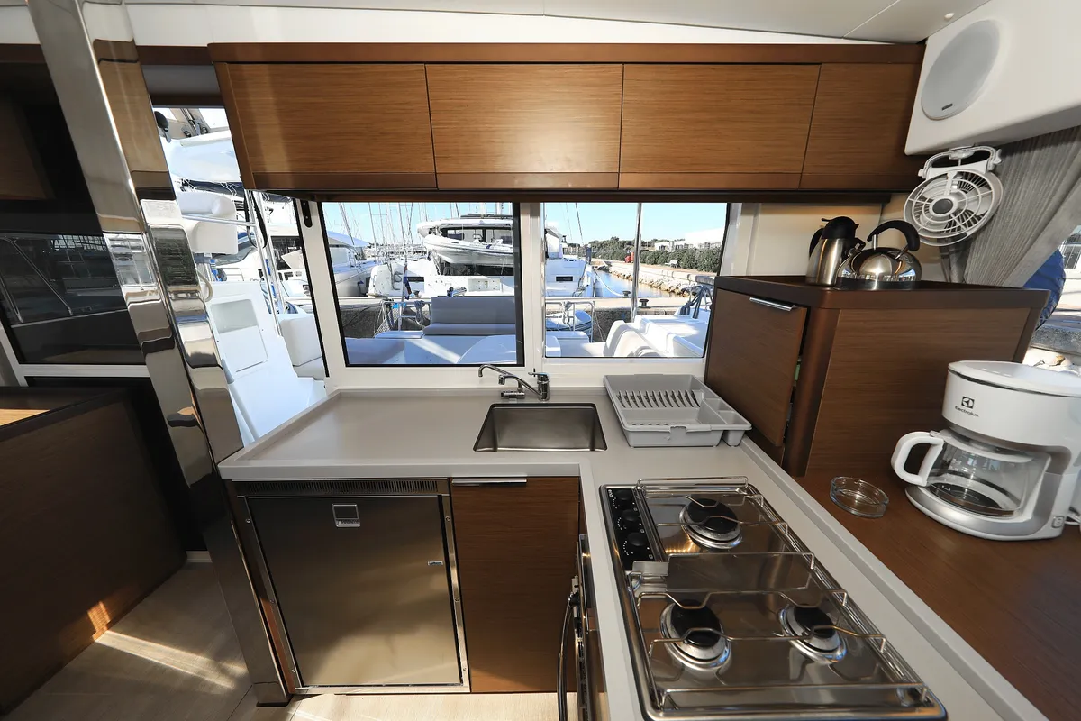 Galley of Gimme Kiss, a Lagoon 40 catamaran at Općina Sukošan, Croatia