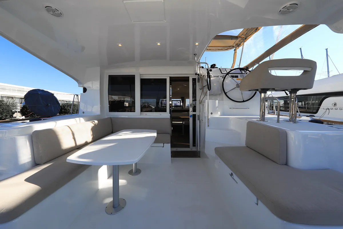 Deck of Gimme Kiss, a Lagoon 40 catamaran at Općina Sukošan, Croatia