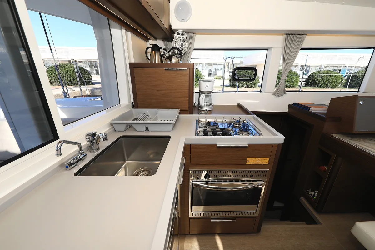 Galley of Gimme Kiss, a Lagoon 40 catamaran at Općina Sukošan, Croatia