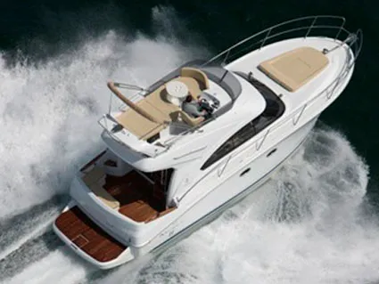 Exterior view of Solis, a Beneteau Antares 11 Fly OB motorboat at Grad Biograd na Moru, Croatia