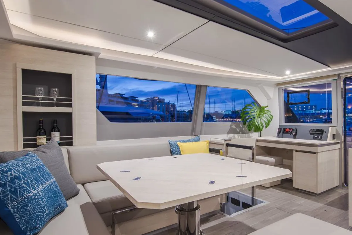 Salon of Moorings 5000 Exclusive, a Leopard 50 catamaran at Uturoa, France