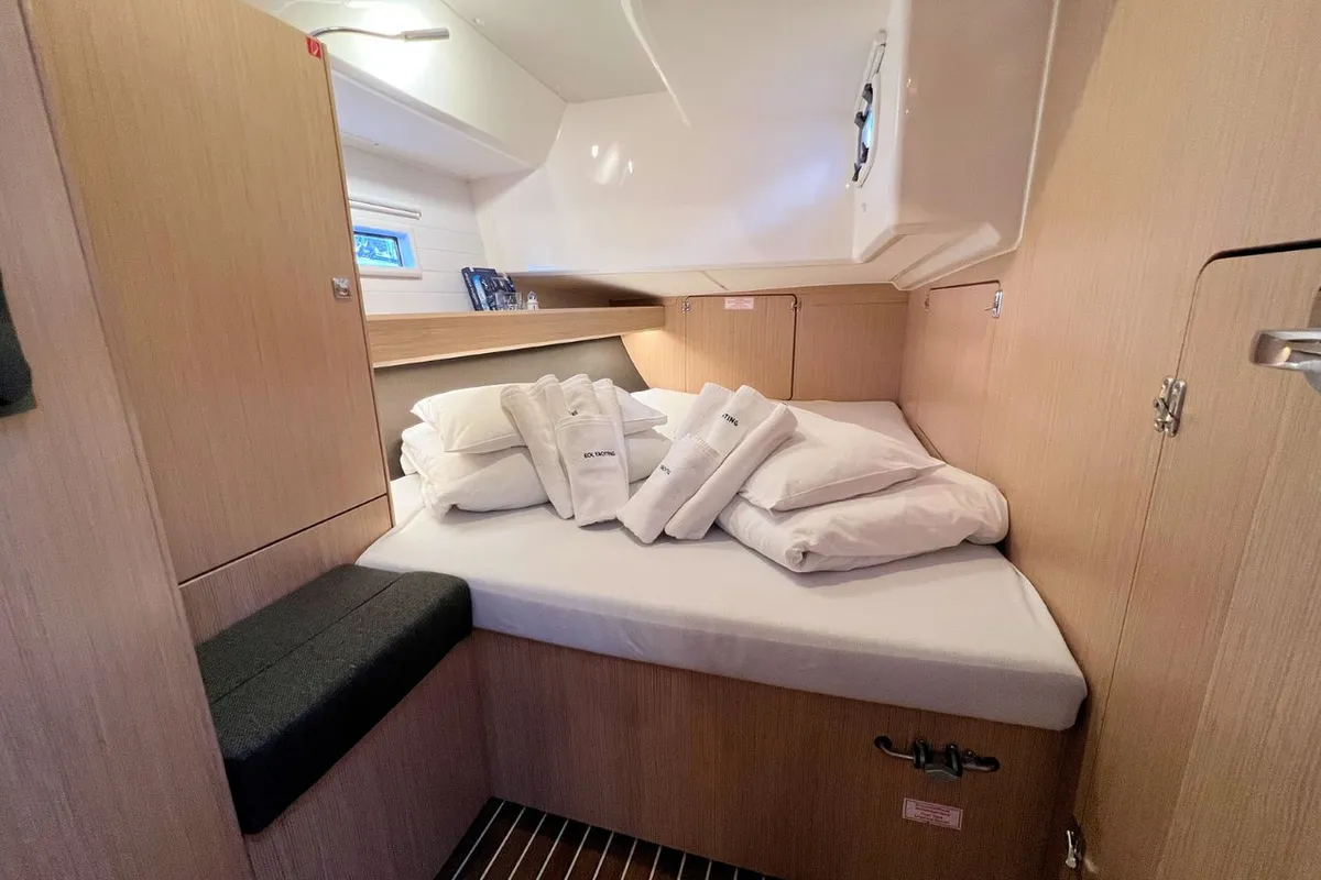 Cabin on Noelle, a Bavaria Cruiser 46 sailboat at Grad Pula, Croatia