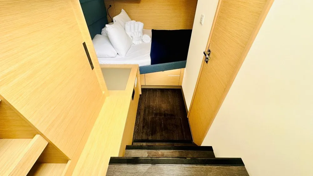Cabin on Freedom, a Fountaine Pajot Aura 51 catamaran at Road Town, British Virgin Islands