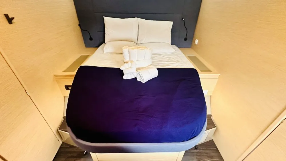 Cabin on Freedom, a Fountaine Pajot Aura 51 catamaran at Road Town, British Virgin Islands