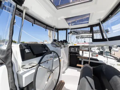 Cockpit of Balance V, a Lagoon 42 catamaran at Općina Rogoznica, Croatia