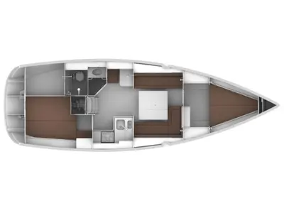 Floor plan of Coregone, a Bavaria 36 Cruiser sailboat at San Vincenzo, Italy
