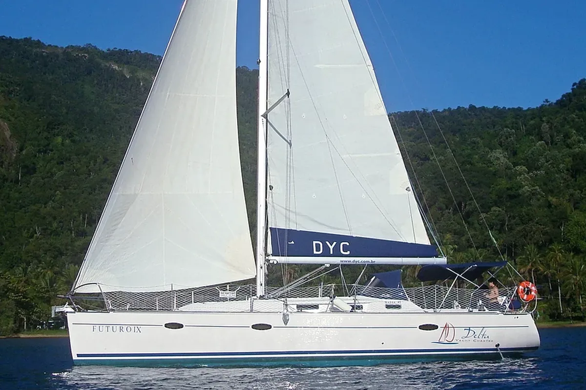 Infinity II, a Delta 41 sailboat at Paraty, Brazil