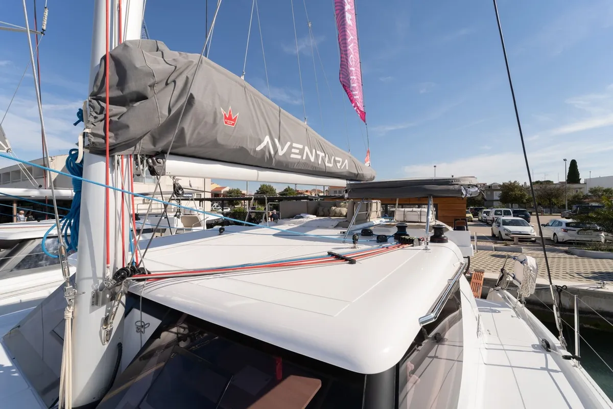 Freya II, a Aventura 37 catamaran at Pirovac, Croatia