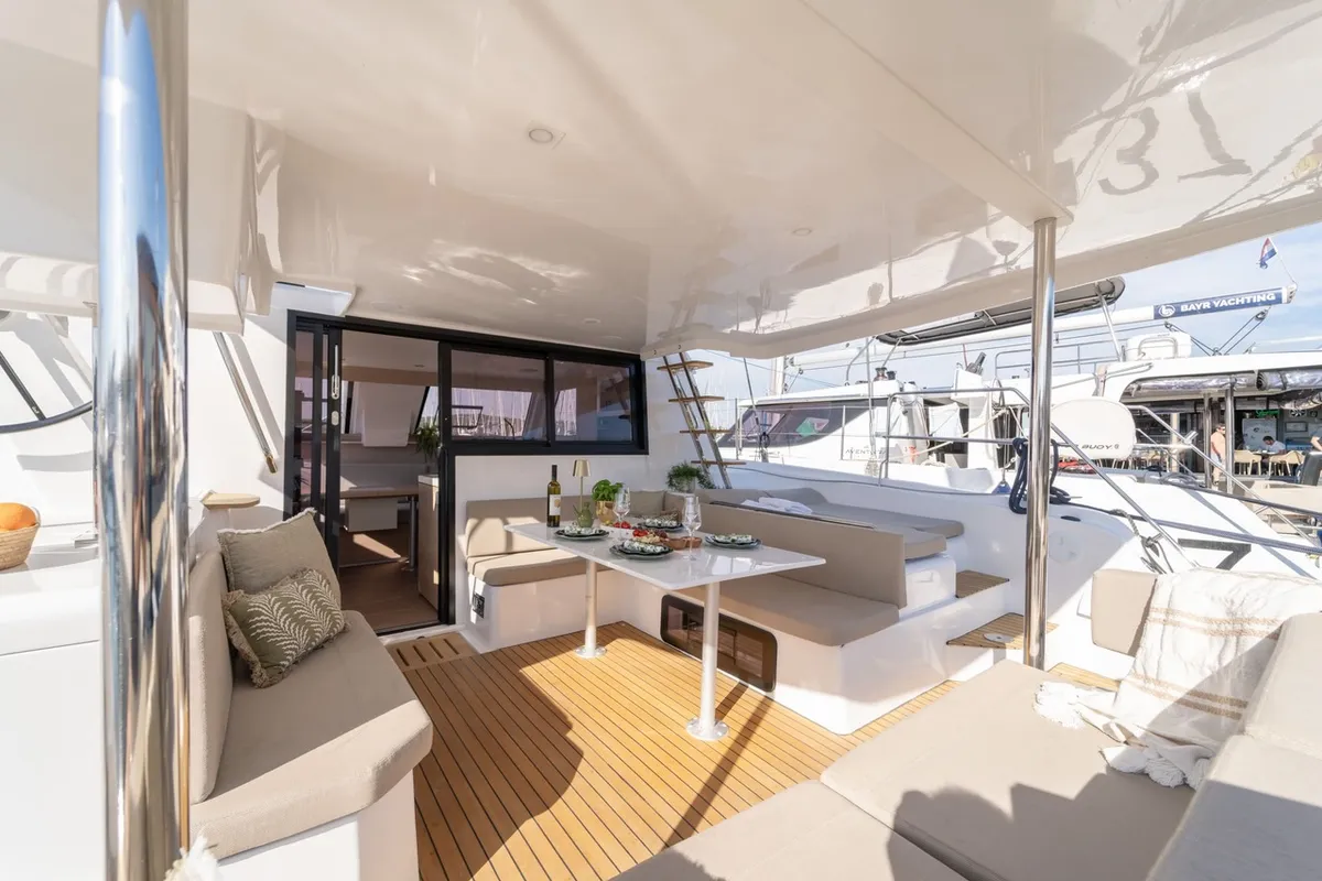 Freya II, a Aventura 37 catamaran at Pirovac, Croatia