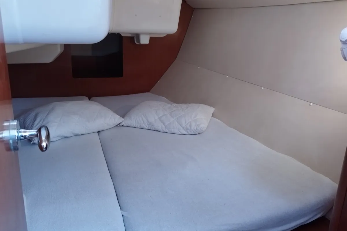 Cabin on Mina, a Beneteau Oceanis 37 sailboat at Municipal Unit of Nea Peramos, Greece