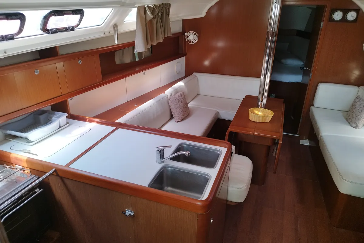 Galley of Mina, a Beneteau Oceanis 37 sailboat at Municipal Unit of Nea Peramos, Greece