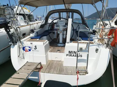 Cockpit of Mina, a Beneteau Oceanis 37 sailboat at Municipal Unit of Nea Peramos, Greece