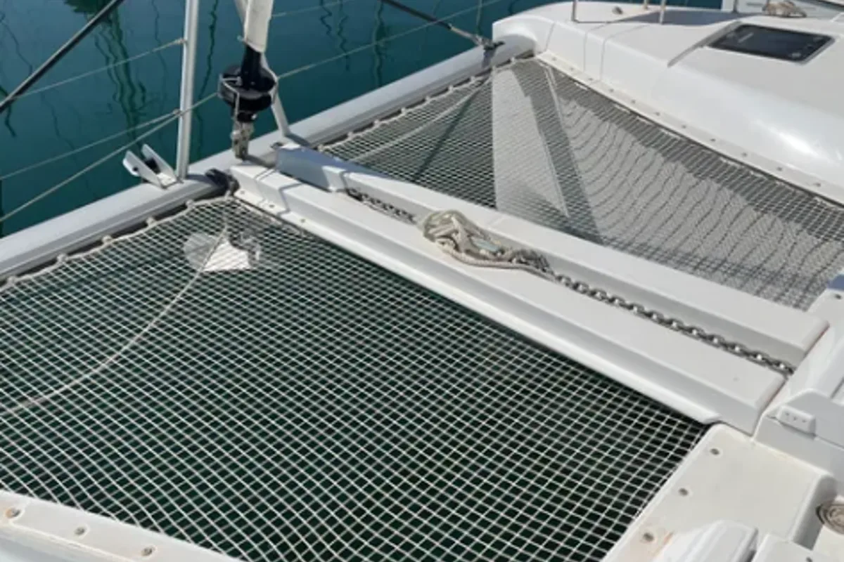 Deck of Cavo D Oro, a Lagoon 46 catamaran at Athens, Greece