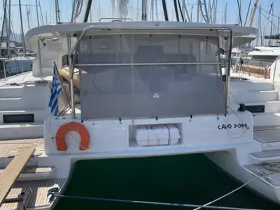 Deck of Cavo D Oro, a Lagoon 46 catamaran at Athens, Greece