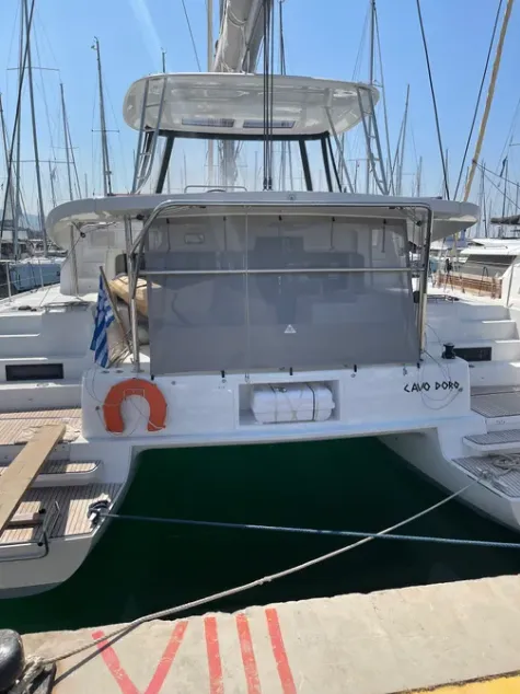Deck of Cavo D Oro, a Lagoon 46 catamaran at Athens, Greece