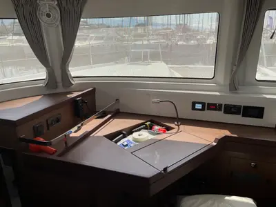 Salon of Cavo D Oro, a Lagoon 46 catamaran at Athens, Greece