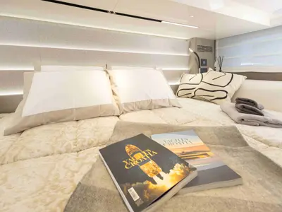 Cabin on Cranchi A 46, a motor yacht at Split, Croatia