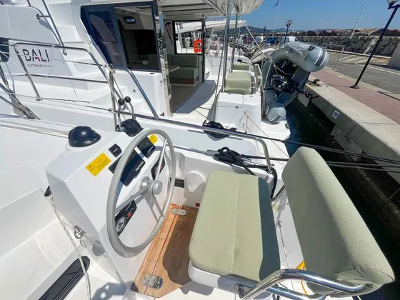 Cockpit of Hope, a Bali Catsmart catamaran at Hyères, France