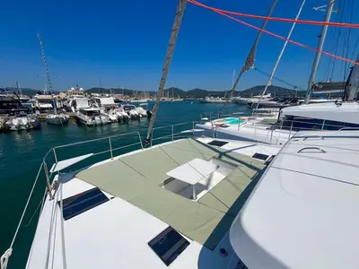 Deck of Hope, a Bali Catsmart catamaran at Hyères, France