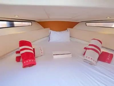 Cabin on CORRECAMINOS BEEP BEEP, a Jeanneau Cap Camarat 755WA motorboat at Sant Antoni de Portmany, Spain