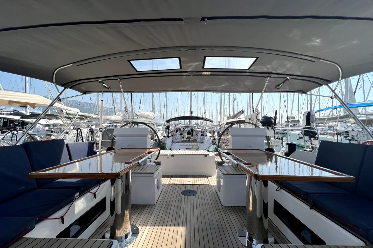 Deck of Size Matters, a Bavaria C50 Holiday sailboat at Kaštela, Croatia