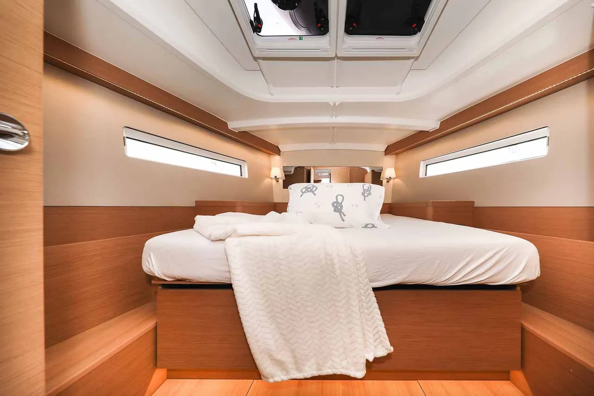 Cabin on Follow your Dream, a Jeanneau Sun Odyssey 440 sailboat at Grad Biograd na Moru, Croatia