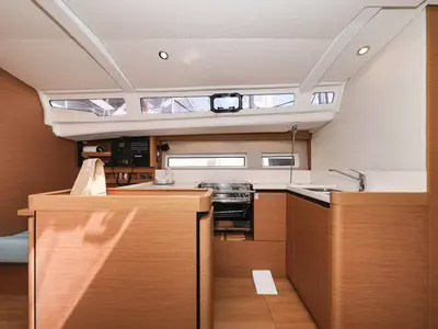 Galley of Follow your Dream, a Jeanneau Sun Odyssey 440 sailboat at Grad Biograd na Moru, Croatia