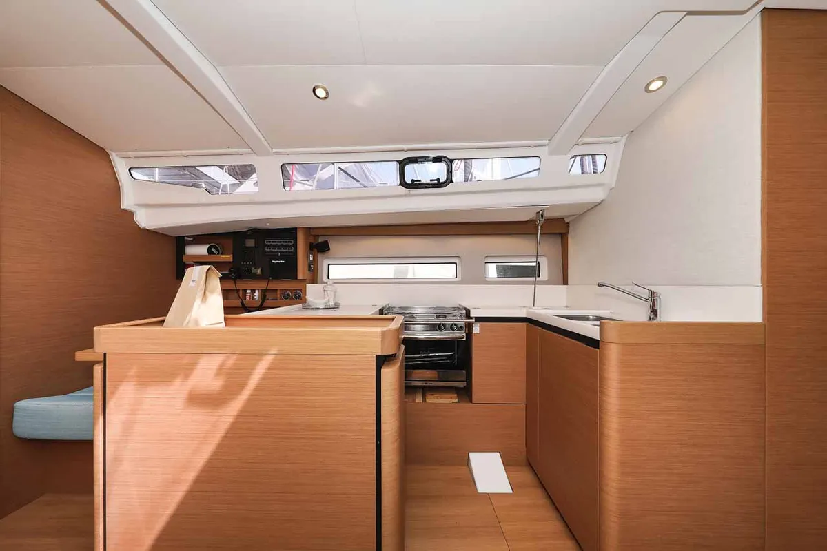 Galley of Follow your Dream, a Jeanneau Sun Odyssey 440 sailboat at Grad Biograd na Moru, Croatia
