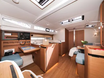 Salon of Follow your Dream, a Jeanneau Sun Odyssey 440 sailboat at Grad Biograd na Moru, Croatia