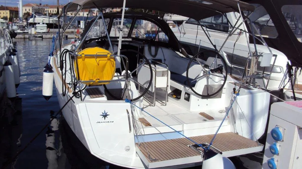 Exterior view of Gemma, a Jeanneau Sun Odyssey 349 sailboat at Grad Pula, Croatia
